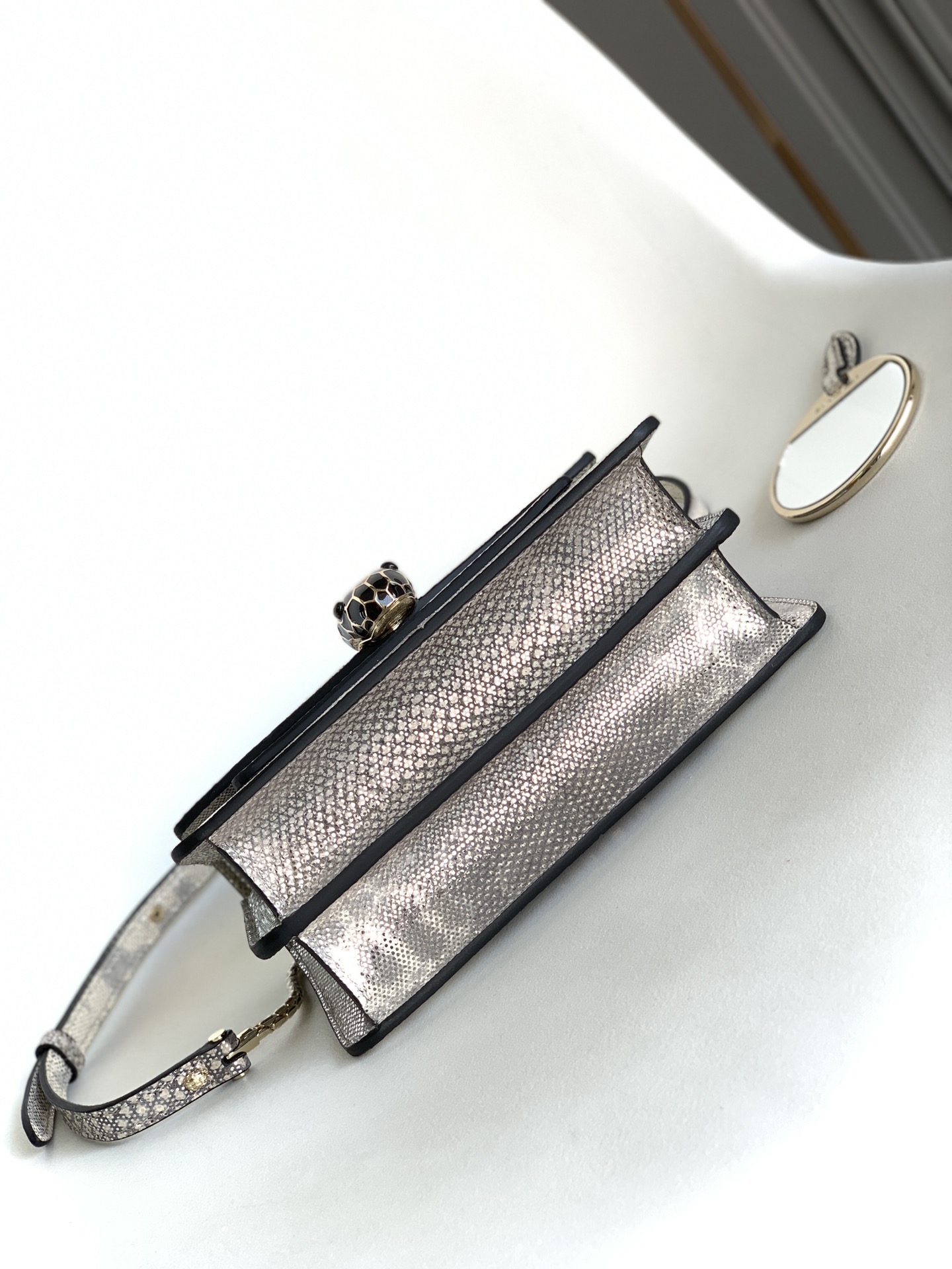 Bvlgari Serpenti Forever Crossbody Bag in Grey Snake Skin